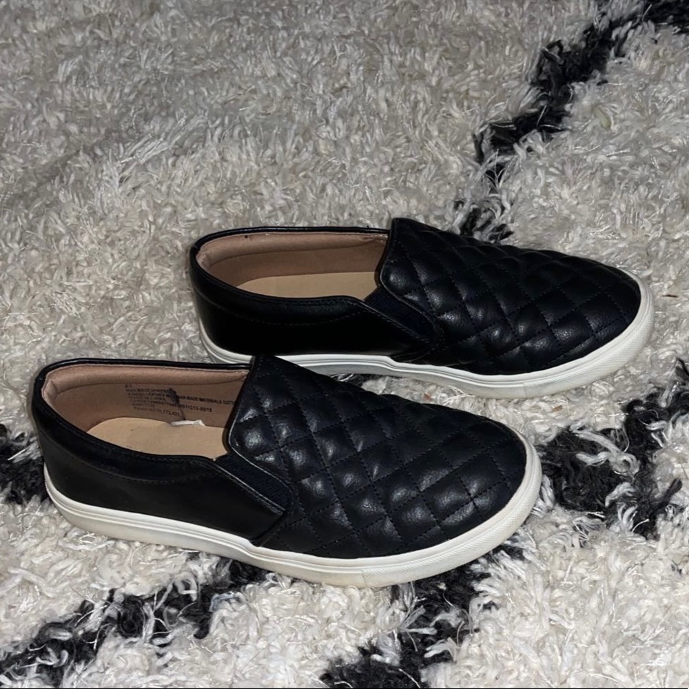 Black Quilt Slip On Shoes
